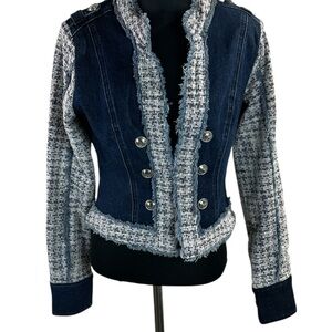 GUESS Los Angeles Denim & Tweed Cropped Jacket – Parisian Chic SZ M